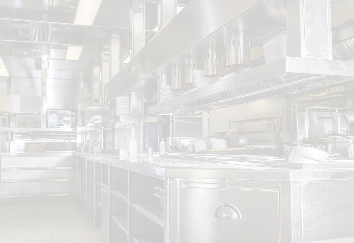 Professional kitchen, view counter in stainless steel