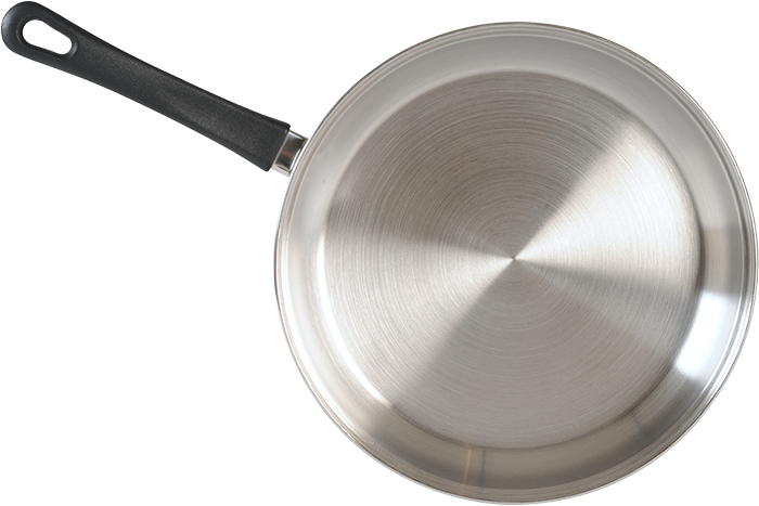 Clean stainless steel pan